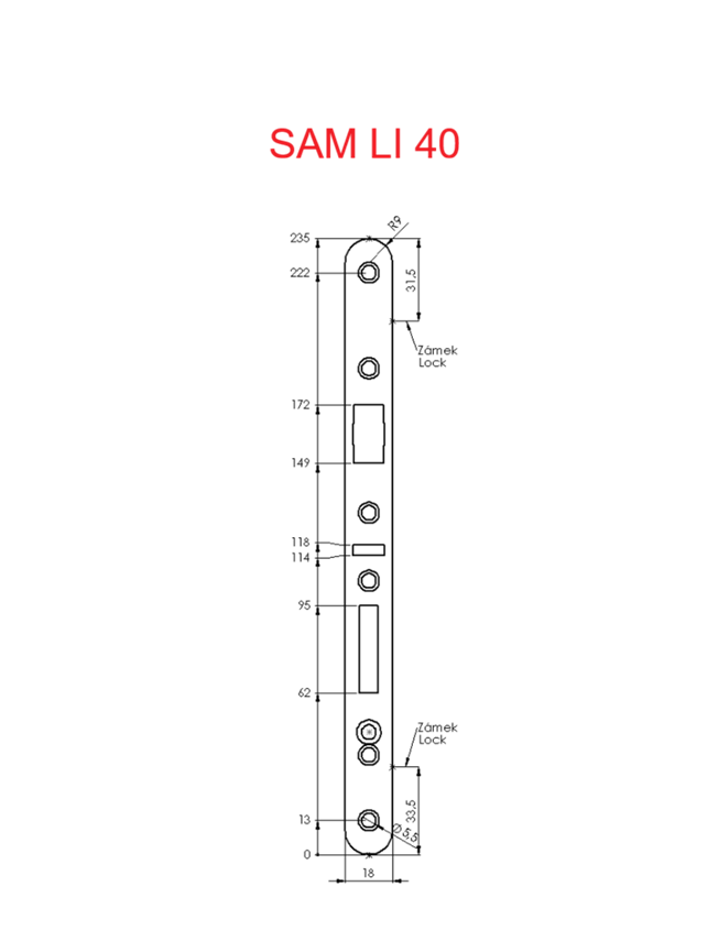 Zadlabací zámek ERBI - STAR 72/55 mechanický samozamykací