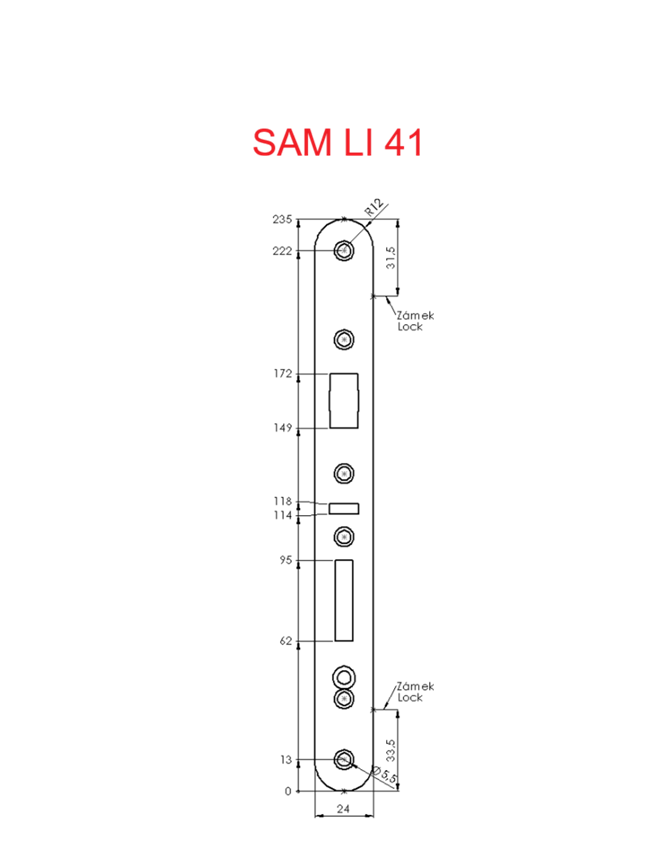 Zadlabací zámek ERBI - STAR 72/55 mechanický samozamykací