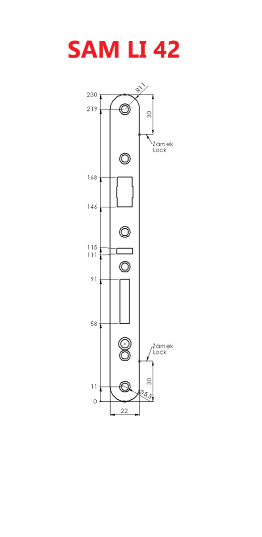 Zadlabací zámek ERBI - STAR 72/55 mechanický samozamykací