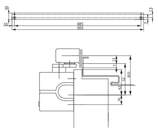 Montážní plech pod kluznou lištu k dveřním zavíračům ASSA ABLOY (FAB)